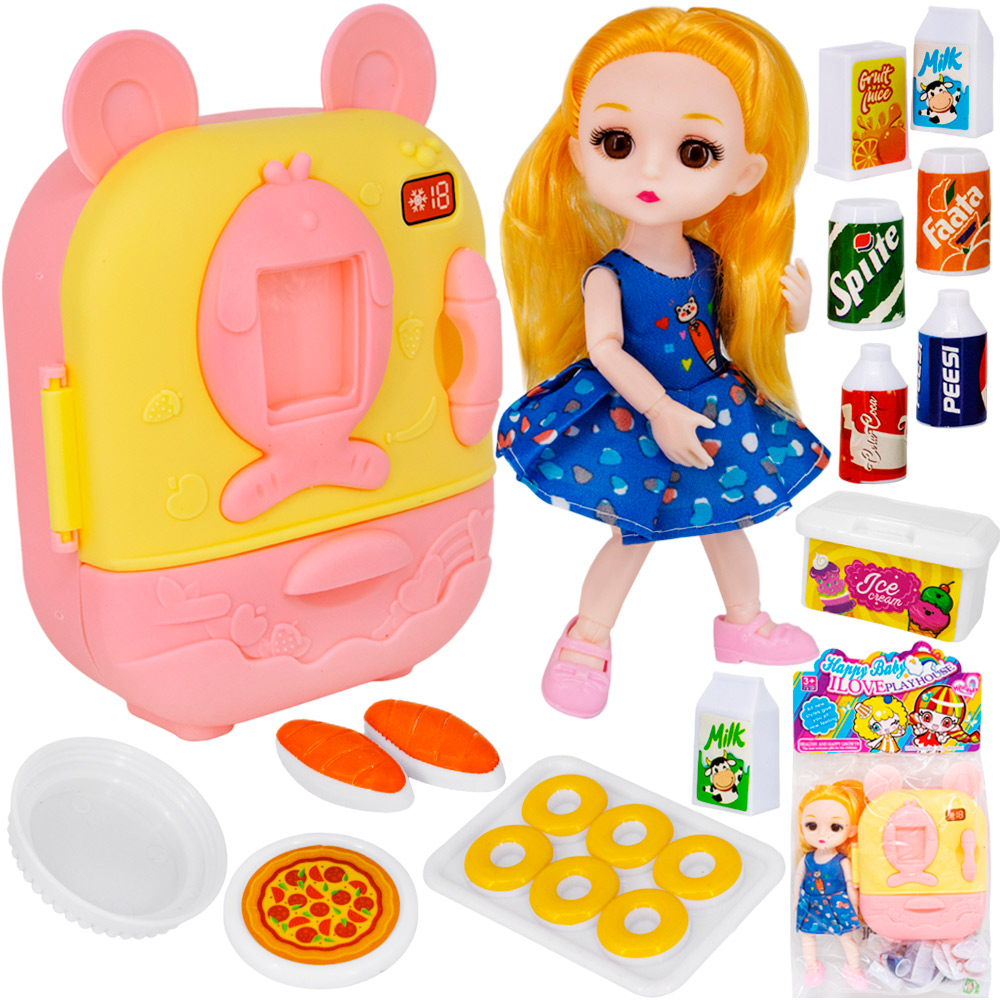 Кукла малышка 600-64 с холодильником и набором продуктов в пак.