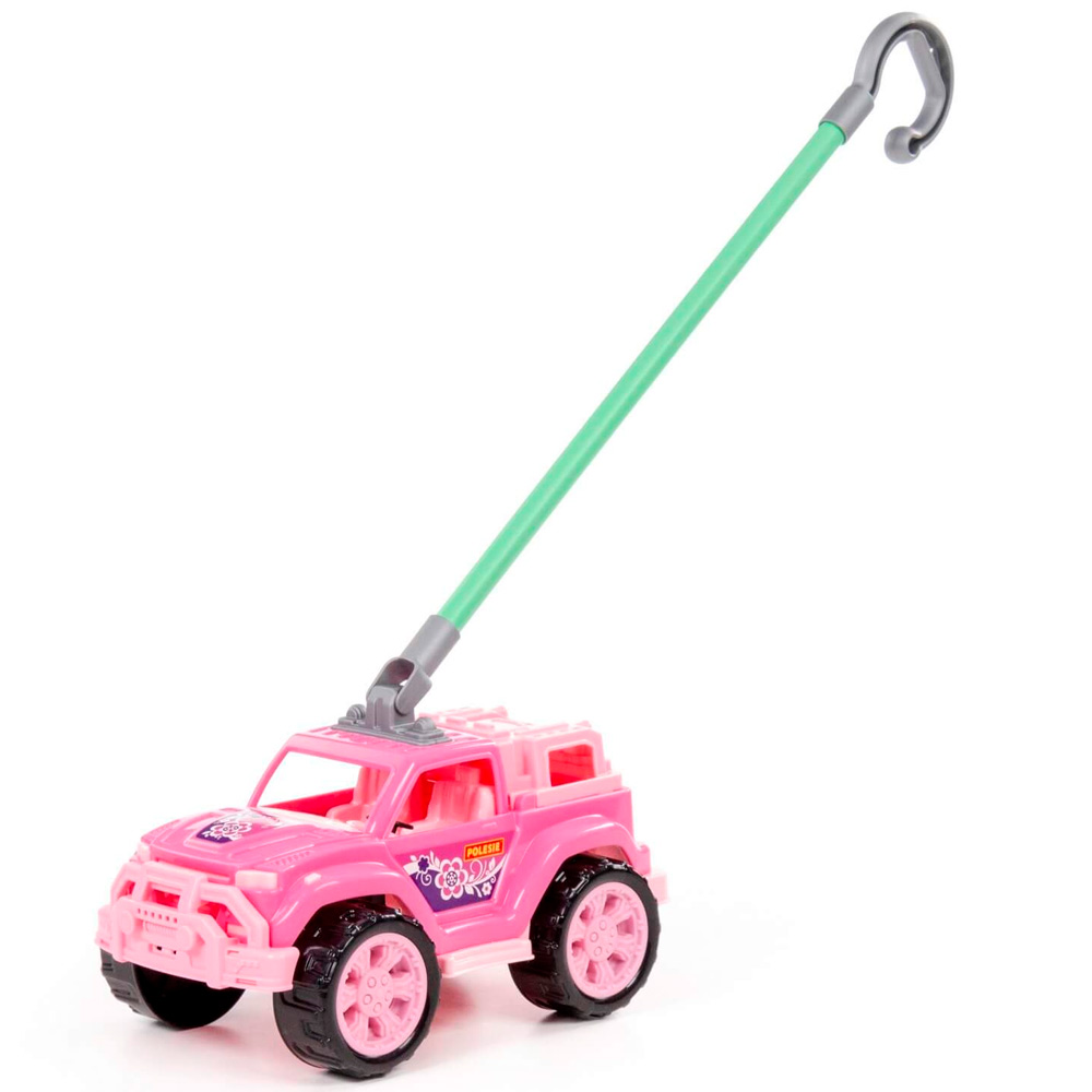 Автомобиль-каталка "Легионер" с ручкой (розовый) 63905
