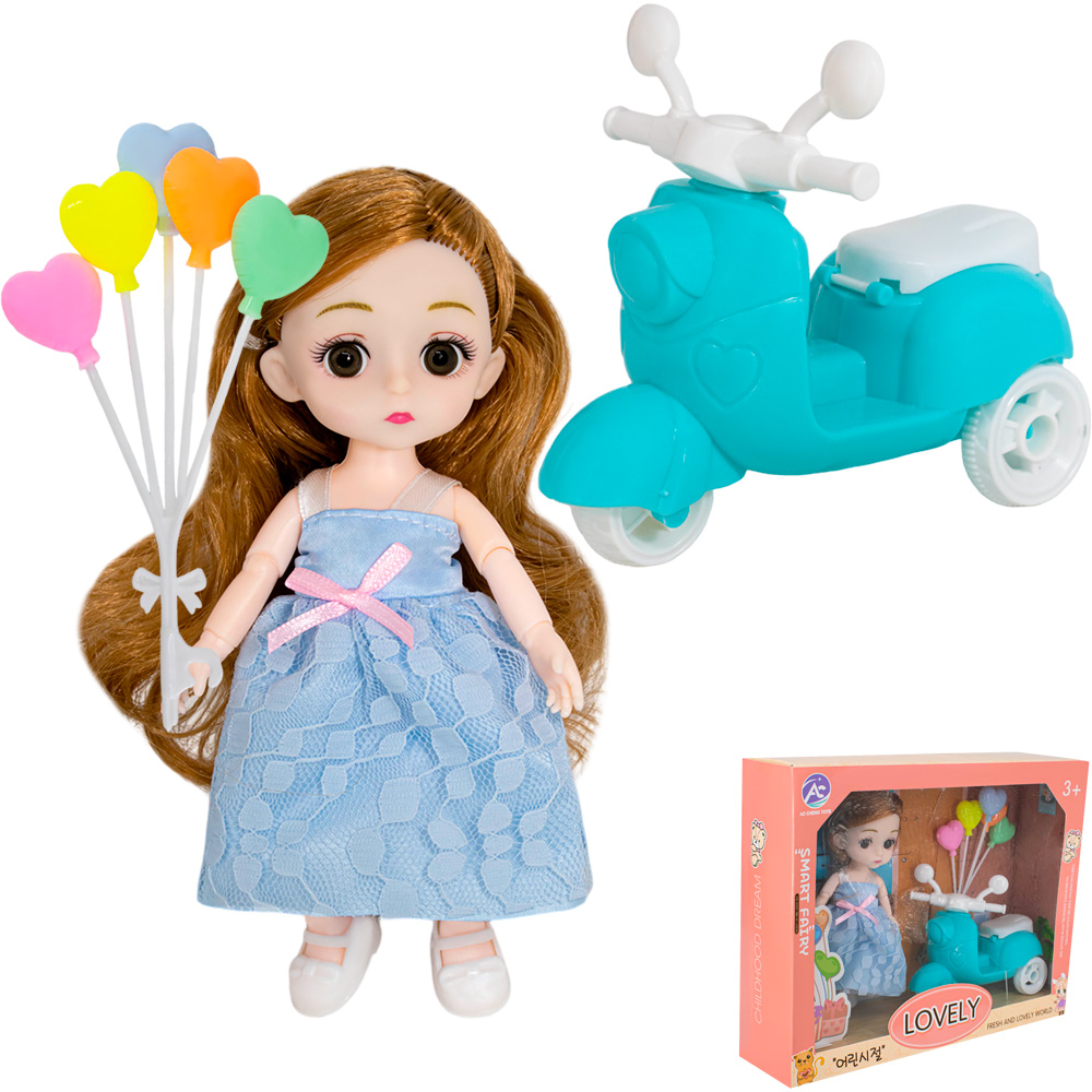 Кукла малышка TG245-6 со скутером в кор.