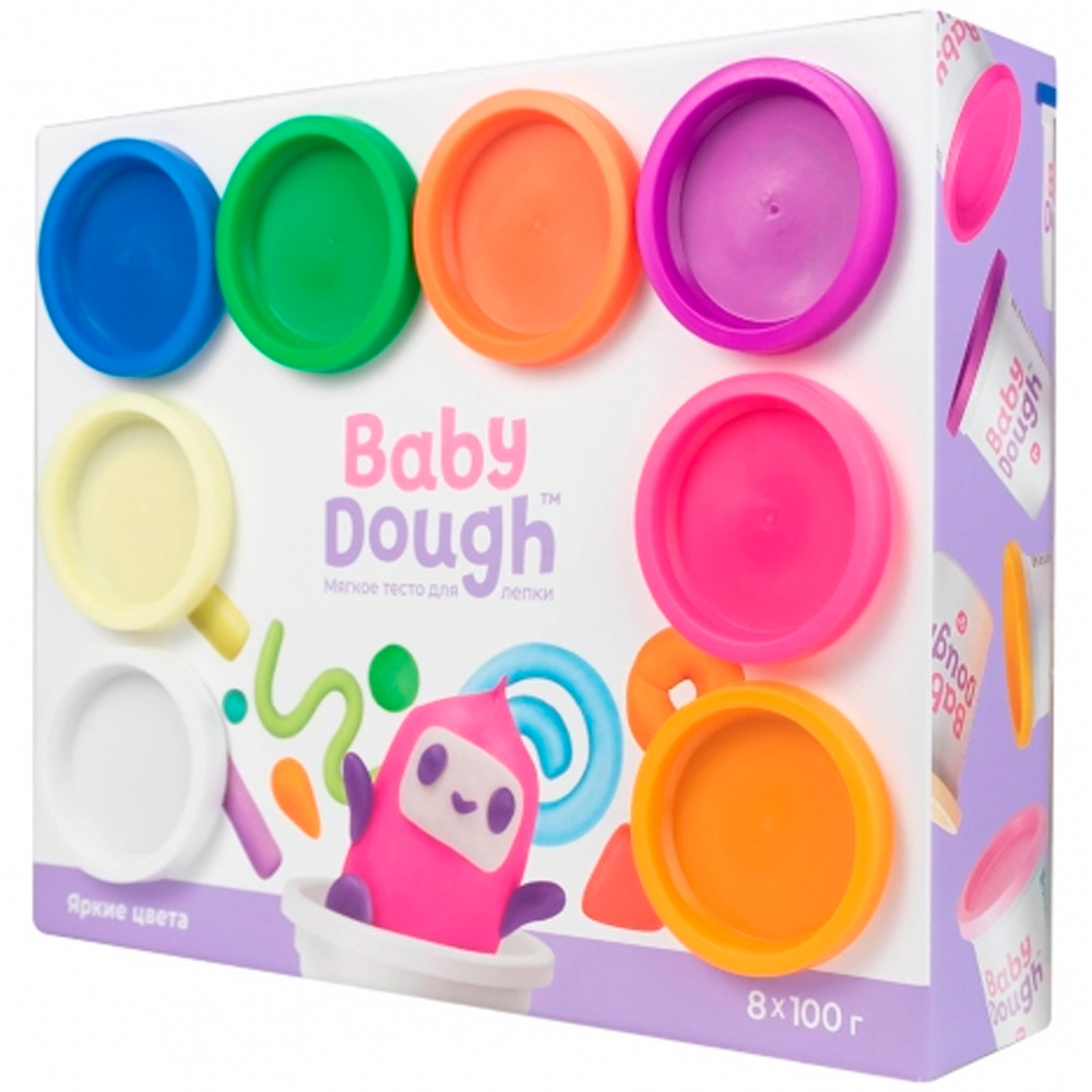 Набор ДТ Тесто для лепки BabyDough набор 8 цветов яркие BD020.