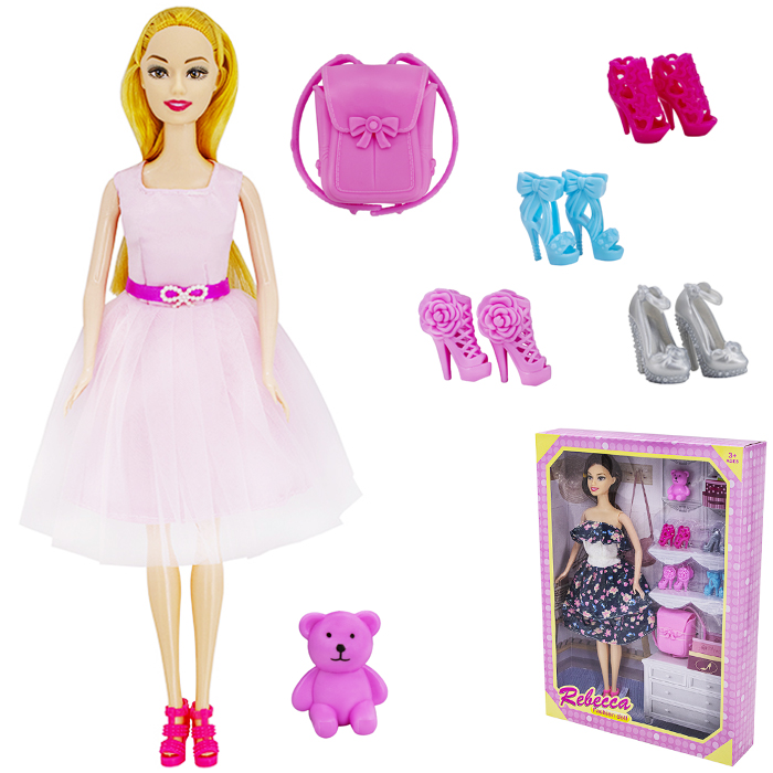Кукла Rebecca 8816-D с набором обуви и аксесс. в кор.