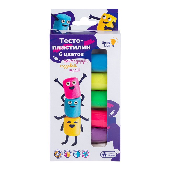 Набор ДТ Тесто-пластилин 6 цветов ТА1090 /Genio Kids.