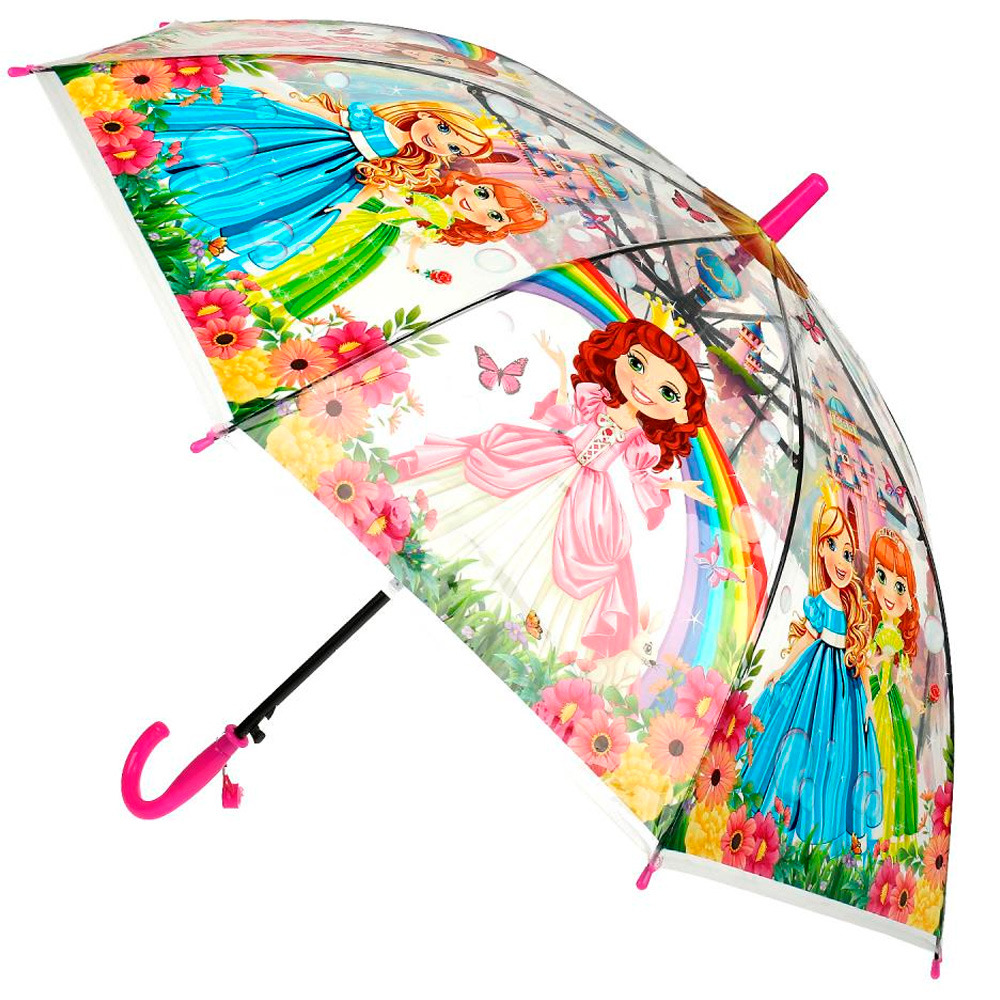 Зонт 50 см Принцессы прозрачный, полуавтомат UM50T-FPRS