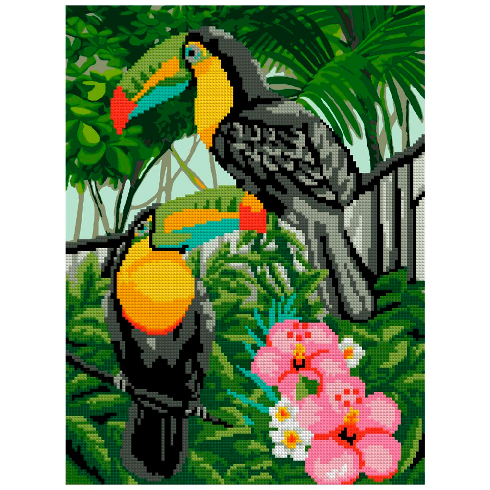 Набор ДТ Алмазная мозаика Тропические птицы 30*40 см частичное заполнение Ам-040 LORI.