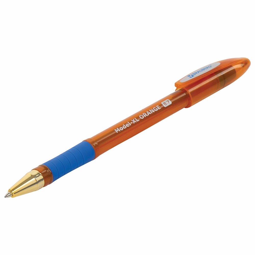 Ручка шарик синий на масл. основе с грипом 0,7мм,линия 0,35мм, Model-XL ORANGE 143246 BRAUBERG 