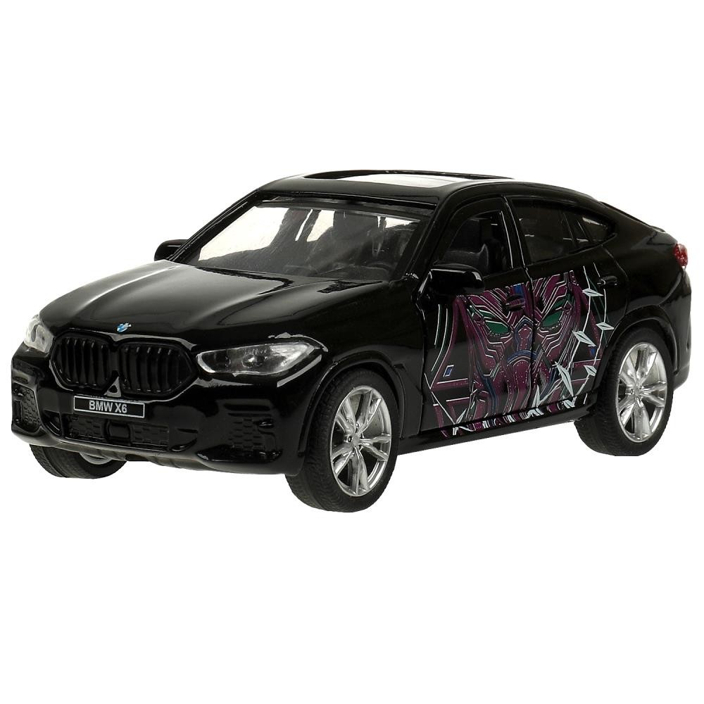 Модель X6-12-BP-BK BMW X6 черная пантера длина 12 см, двери, багаж, инерц, черн Технопарк  в кор.