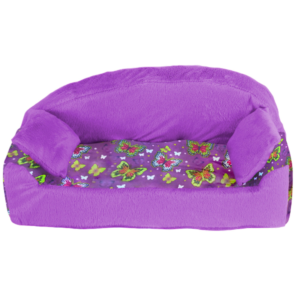 Мебель мягкая Диван,2 подушки "Бабочки на фиолетовом" с фиолетовым плюшем НМ-002/1-34
