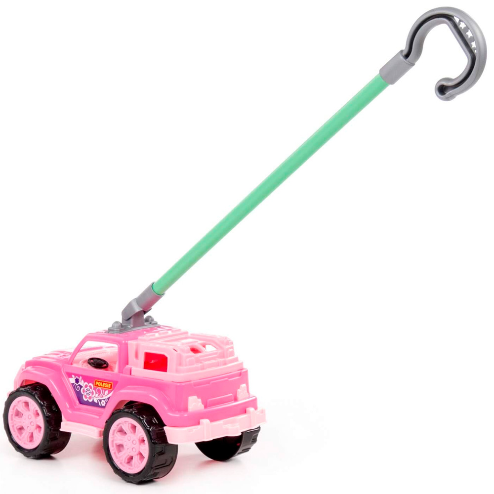 Автомобиль-каталка "Легионер" с ручкой (розовый) 63905